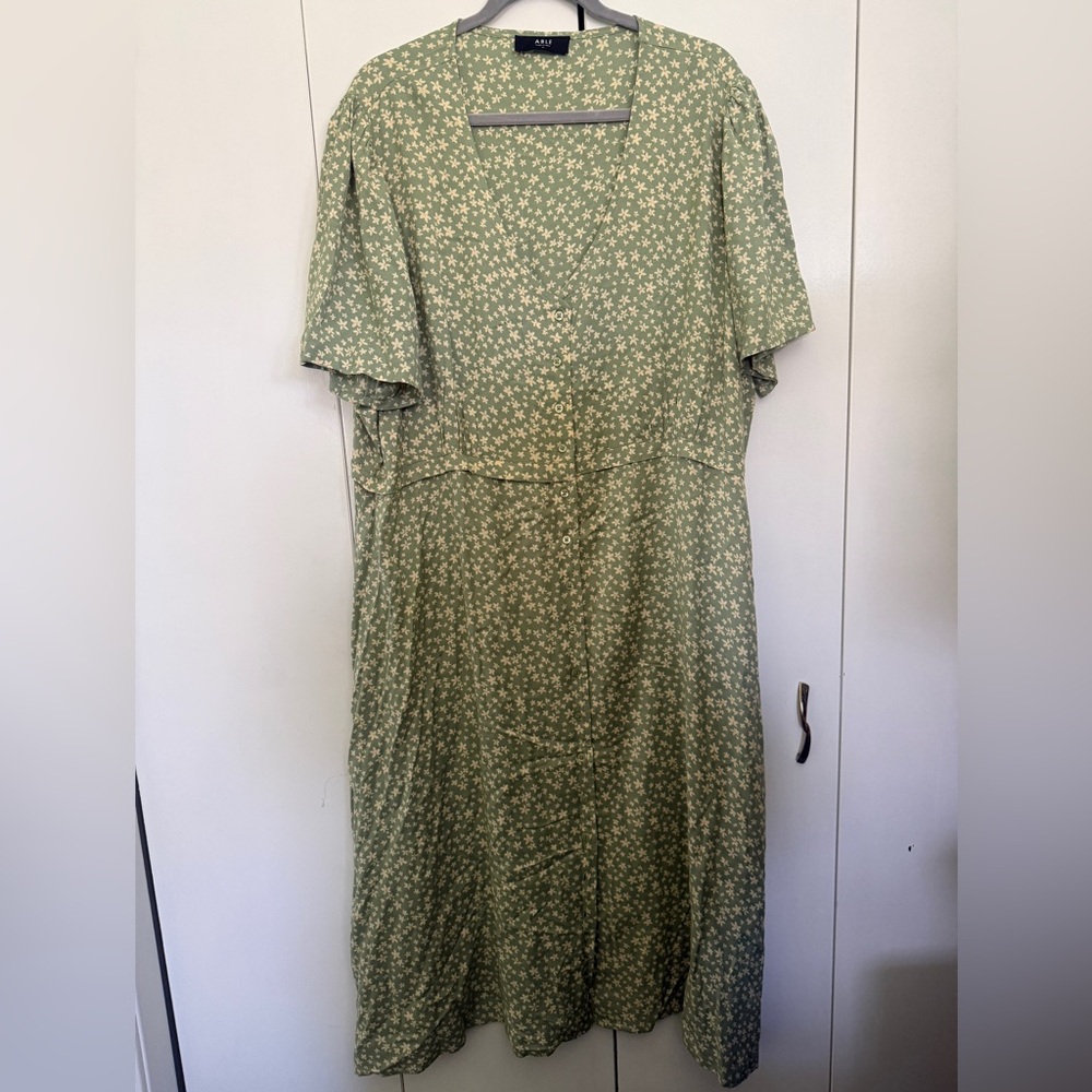 Able Green Floral Maxi Dress with Button Front